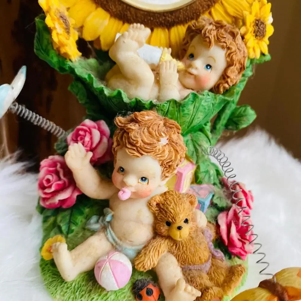 Decorative Baby Figurine Sunflower Clock